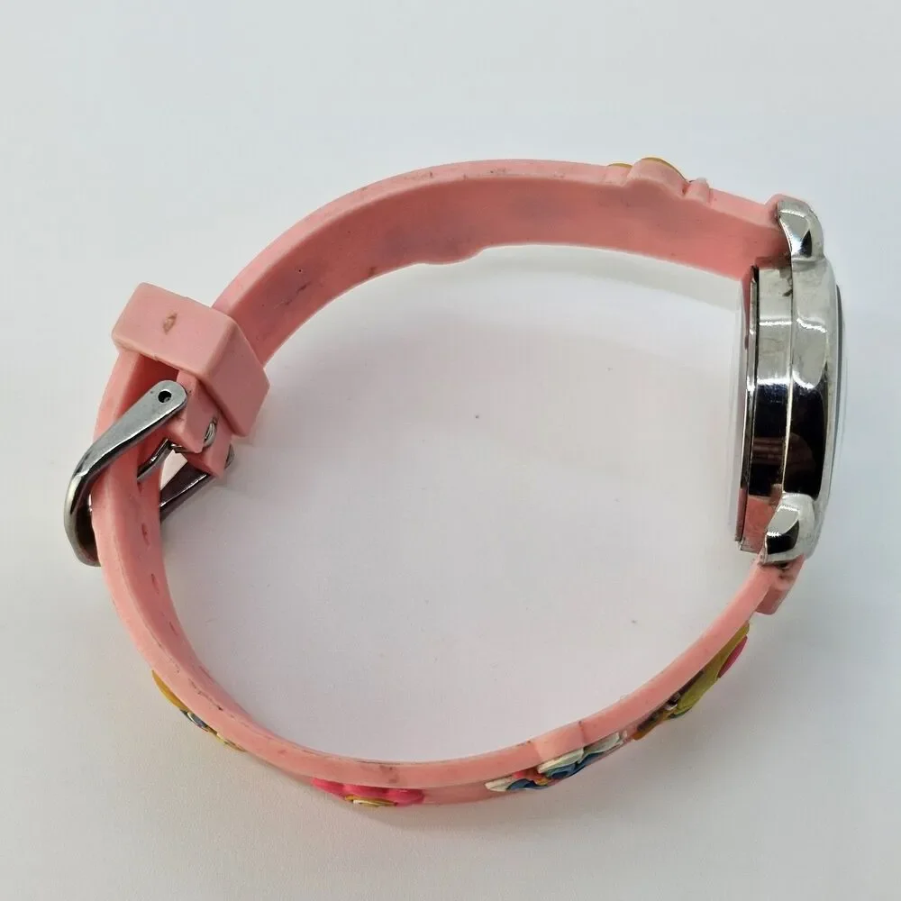 Floating Butterfly Second Hand Kids Watch 27MM White Dial Pink Bands New Battery
